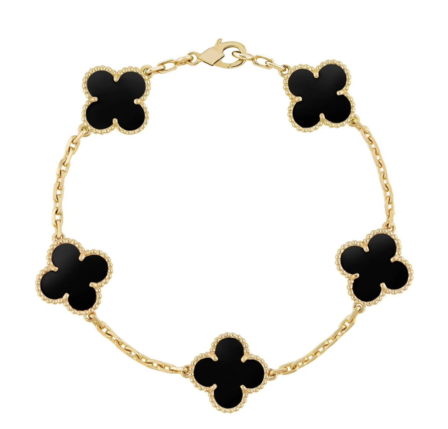 Black Cleef Charm Bracelet | Gold