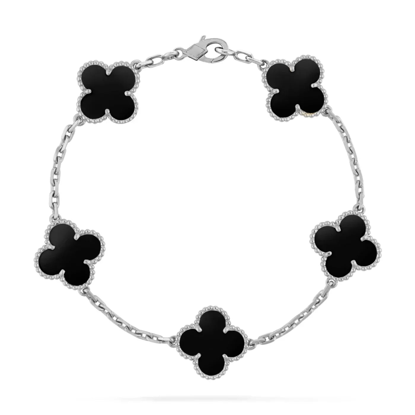 Black Cleef Charm Bracelet | Silver